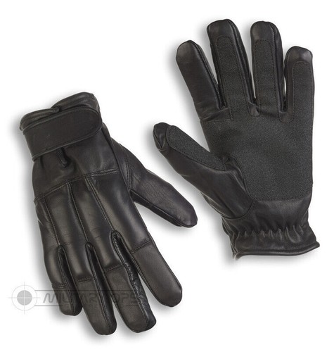 Guanti pelle nera con - pelle,